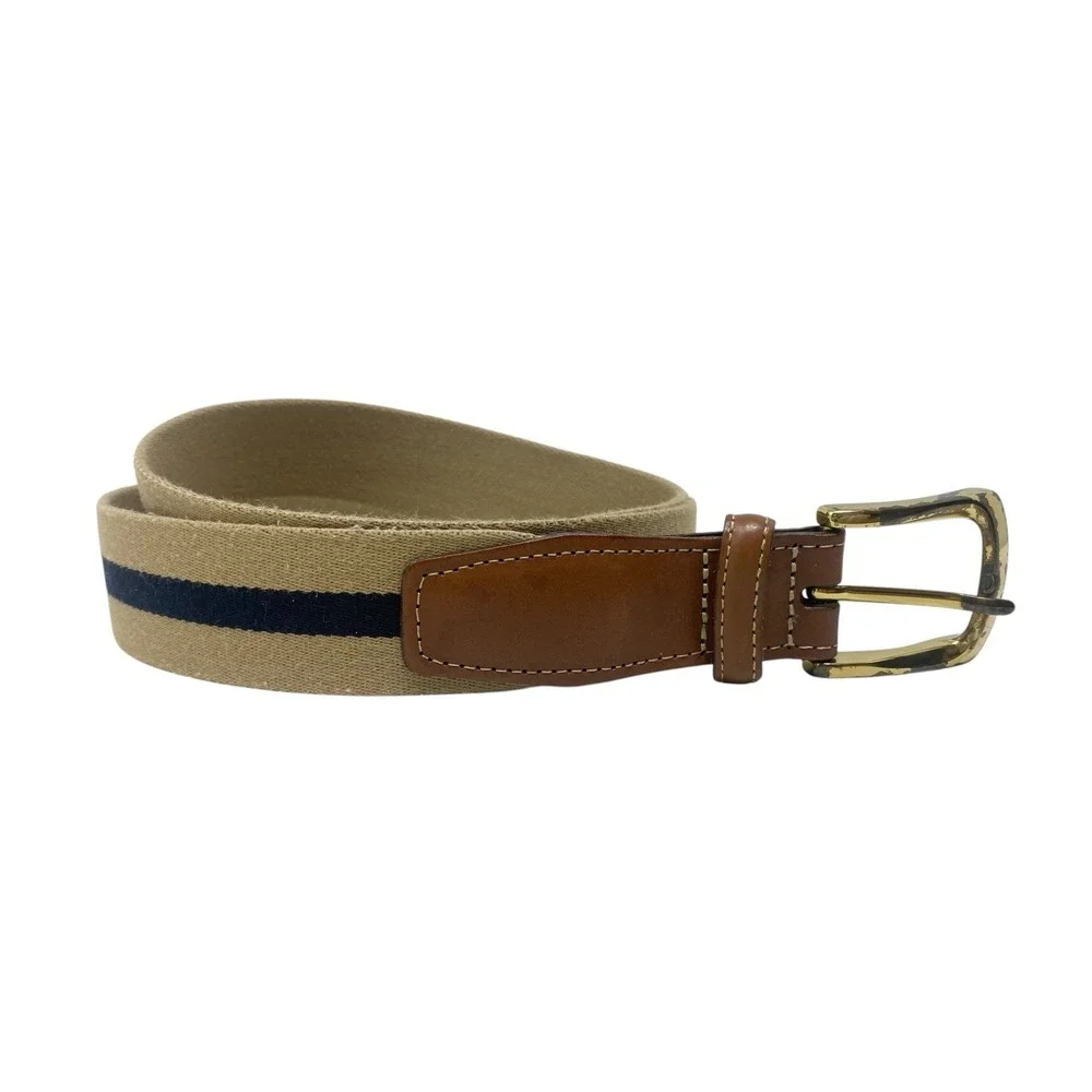 JPRESS Mens Khaki & Navy Blue Stripe Casual Golf Belt Size 40 Preppy